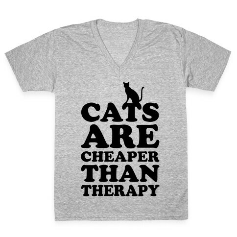 Cats Are Cheaper Than Therapy V-Neck Tee Shirt