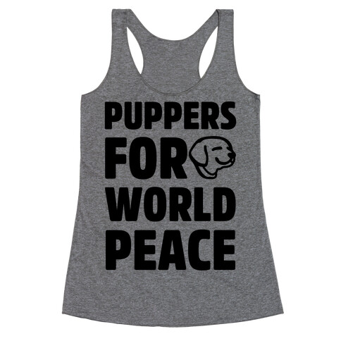 Puppers For World Peace  Racerback Tank Top