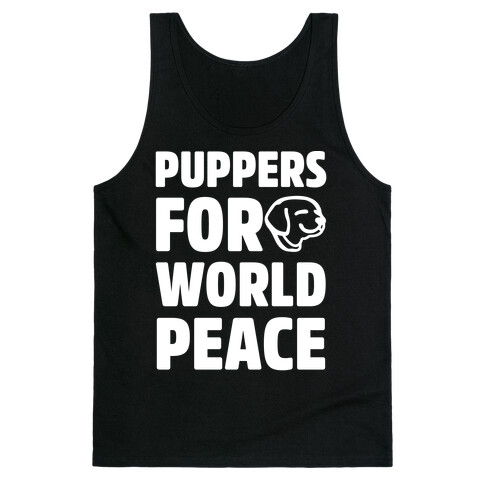 Puppers For World Peace White Print Tank Top