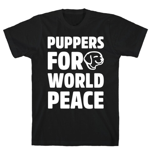 Puppers For World Peace White Print T-Shirt