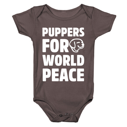Puppers For World Peace White Print Baby One-Piece