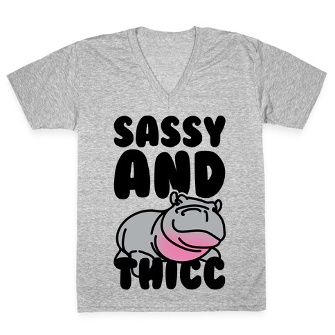 Sassy and Thicc  V-Neck Tee Shirt