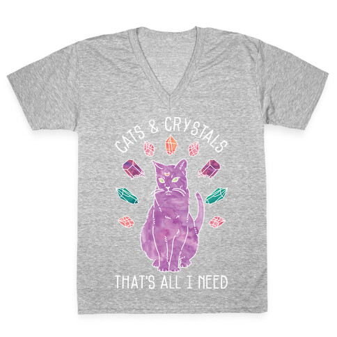 Cats and Crystals V-Neck Tee Shirt