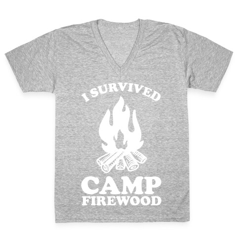 I Survived Camp Firewood V-Neck Tee Shirt