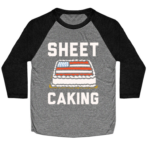 Sheet Caking White Print Baseball Tee