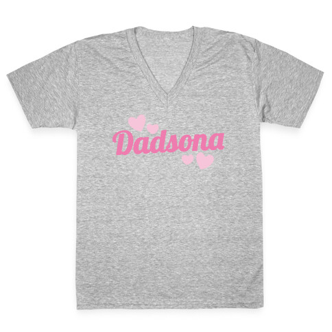 Dadsona Parody White Print V-Neck Tee Shirt