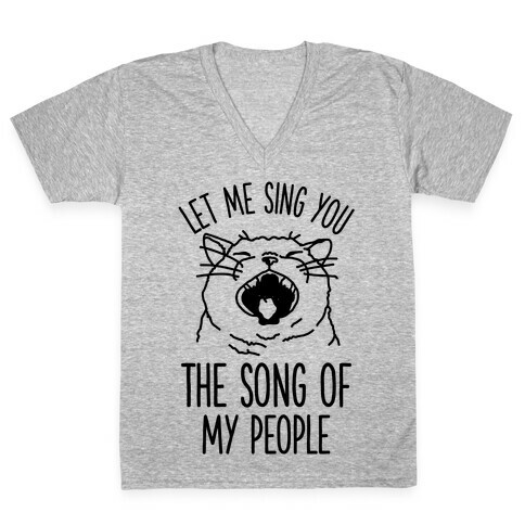 The Song Of My People Cat V-Neck Tee Shirt