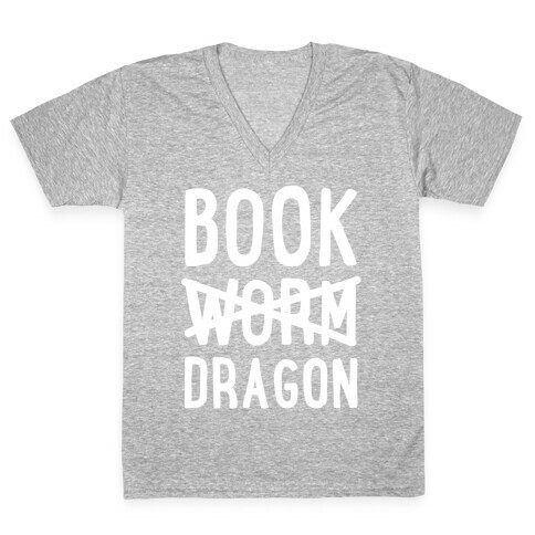 Book Dragon Not Book Worm V-Neck Tee Shirt