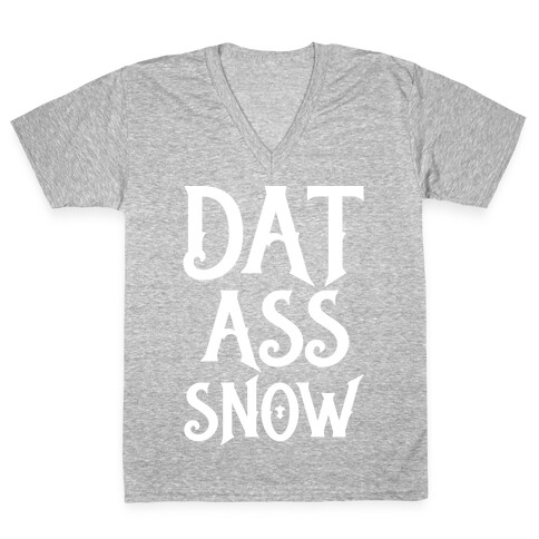 Dat Ass Snow Parody White Print V-Neck Tee Shirt