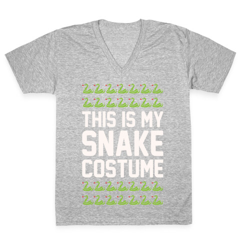 This Is My Snake Costume White Print V-Neck Tee Shirt