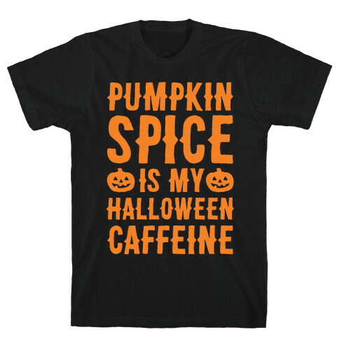 Halloween Caffeine White Print T-Shirt