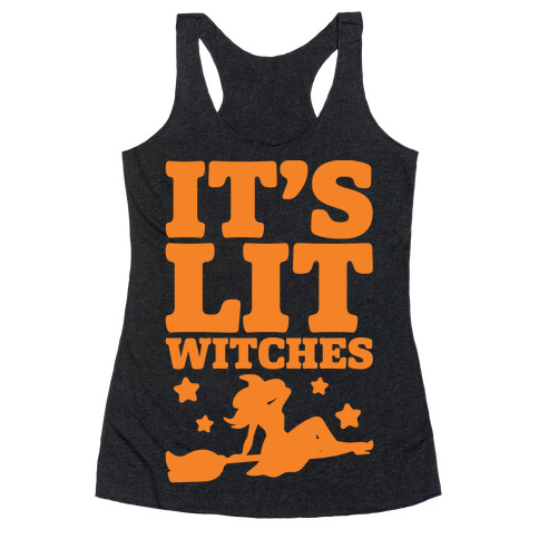 It's Lit Witches White Print Racerback Tank Top