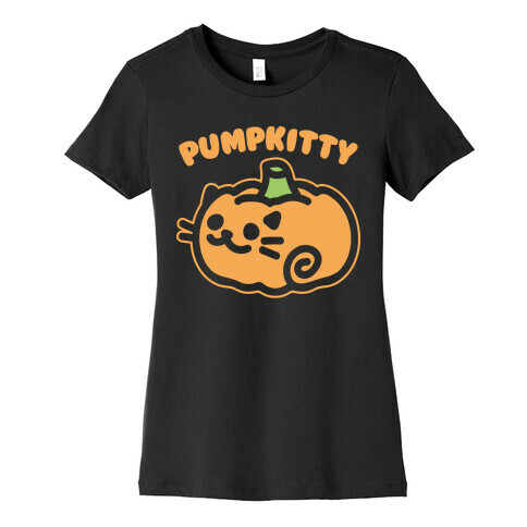 Pumpkitty White Print Womens T-Shirt