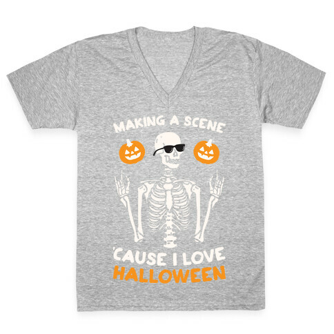 Making A Scene 'Cause I Love Halloween V-Neck Tee Shirt