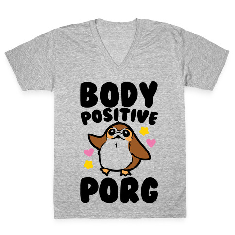 Body Positive Porg Parody V-Neck Tee Shirt