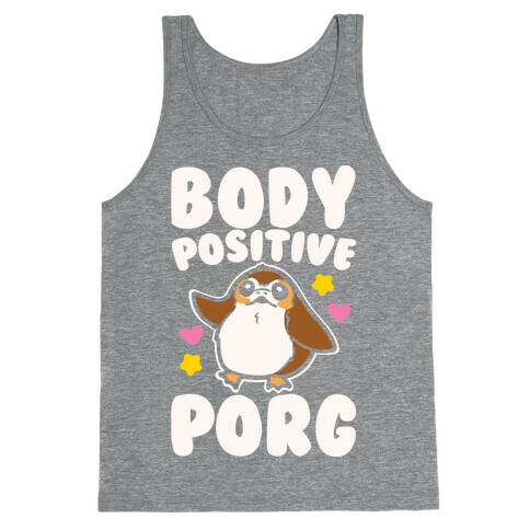 Body Positive Porg Parody White Print Tank Top
