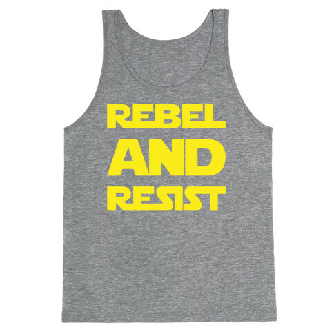 Rebel and Resist Parody White Print Tank Top