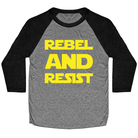 Rebel and Resist Parody White Print Baseball Tee