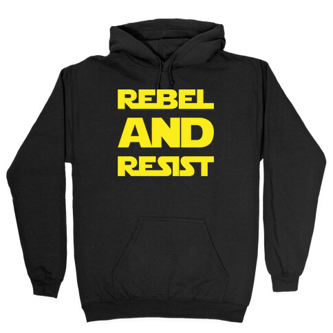 Rebel and Resist Parody White Print Hooded Sweatshirt