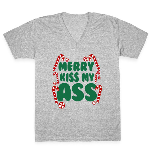 Merry Kiss My Ass V-Neck Tee Shirt