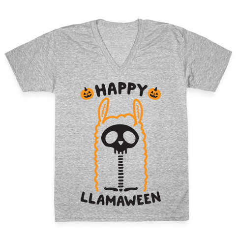 Happy Llamaween V-Neck Tee Shirt