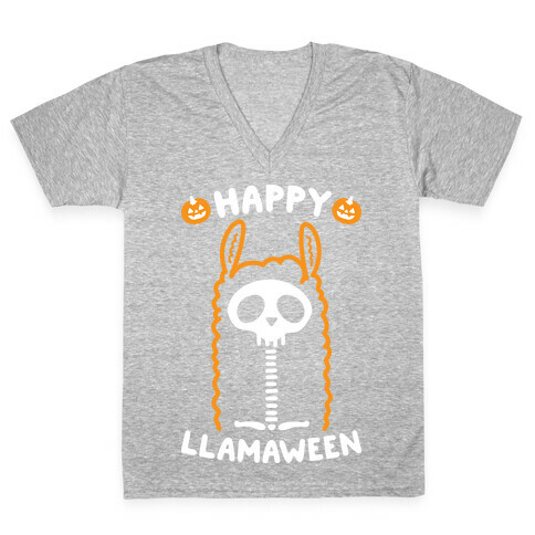 Happy Llamaween V-Neck Tee Shirt