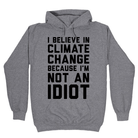 I Believe In Climate Change Because I'm Not An Idiot Hooded Sweatshirt