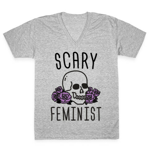 Scary Feminist V-Neck Tee Shirt