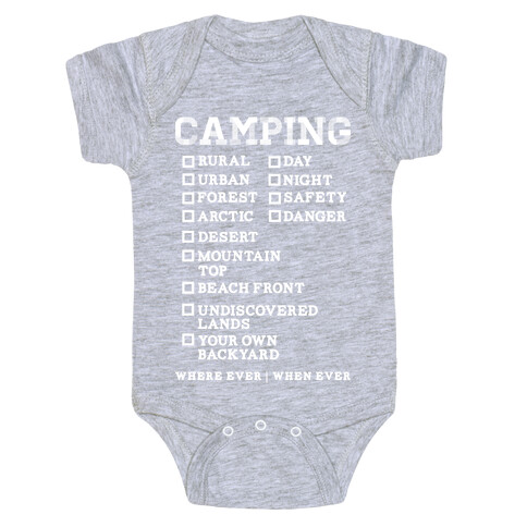 Camping Where Ever When Ever Baby One-Piece