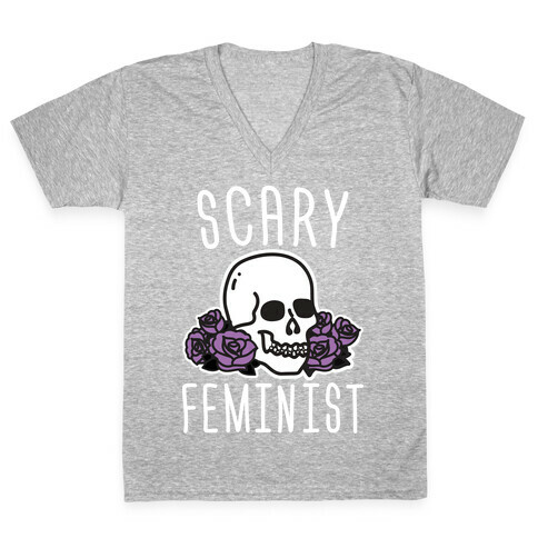 Scary Feminist V-Neck Tee Shirt