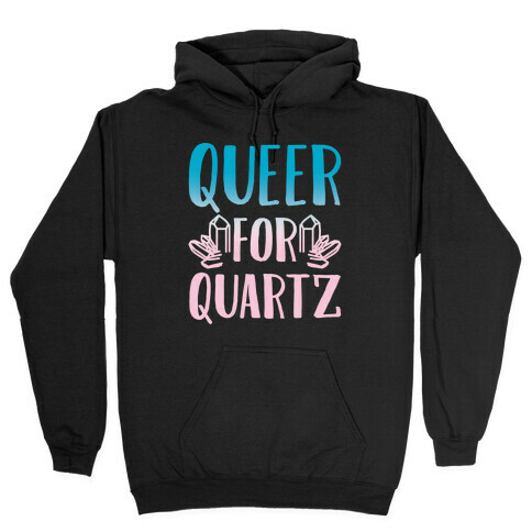 Queer For Quartz White Print Hooded Sweatshirt
