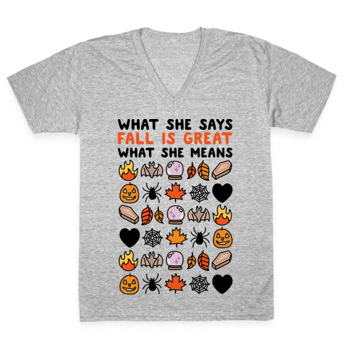 What She Says: Fall Is Great V-Neck Tee Shirt