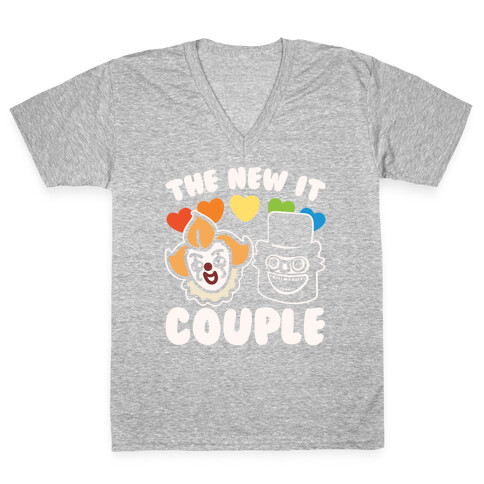 The New It Couple Parody White Print V-Neck Tee Shirt