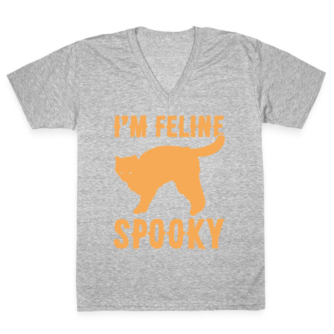 I'm Feline Spooky White Print V-Neck Tee Shirt