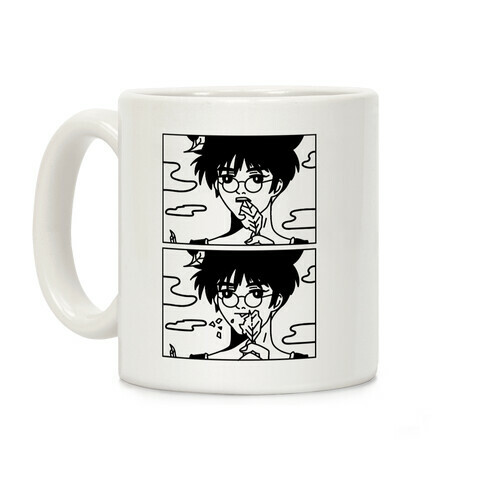 Anime Guy Eating a Leaf Coffee Mug