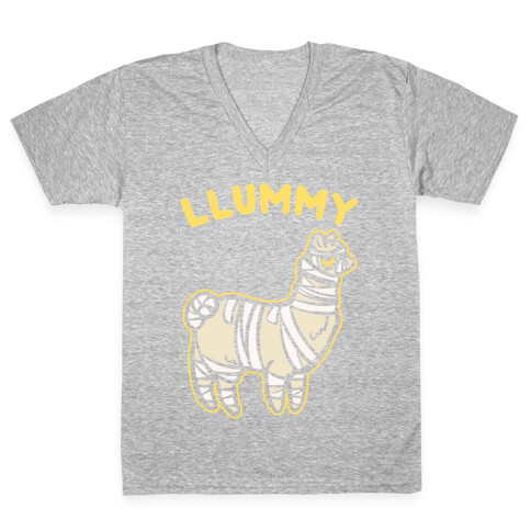 Llummy White Print V-Neck Tee Shirt