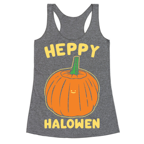 Heppy Halowen Parody White Print Racerback Tank Top