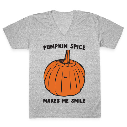 Pumpkin Spice Makes Me Smile  V-Neck Tee Shirt