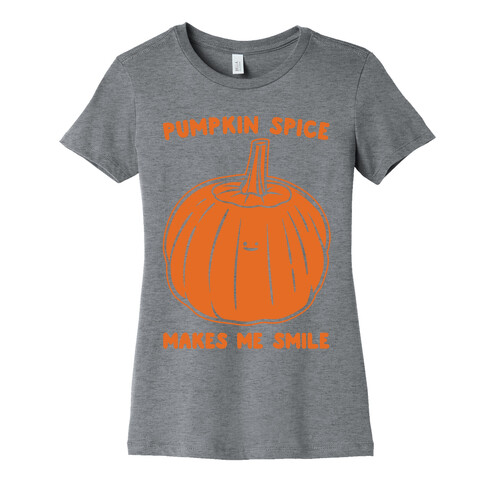 Pumpkin Spice Makes Me Smile White Print  Womens T-Shirt