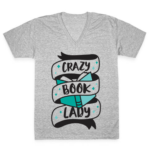 Crazy Book Lady V-Neck Tee Shirt