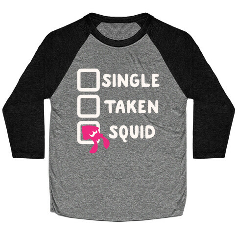 Single Taken Squid White Print Baseball Tee