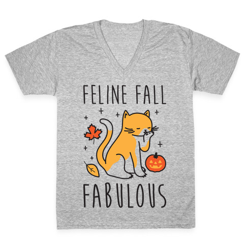 Feline Fall Fabulous V-Neck Tee Shirt