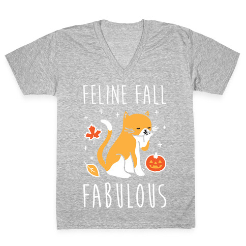 Feline Fall Fabulous V-Neck Tee Shirt