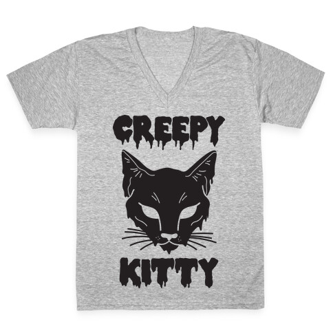 Creepy Kitty V-Neck Tee Shirt