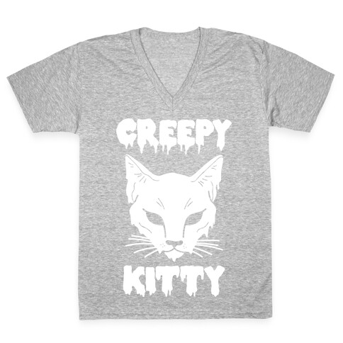 Creepy Kitty V-Neck Tee Shirt