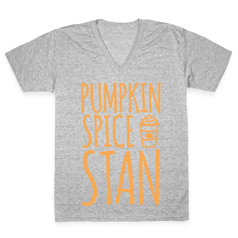 Pumpkin Spice Stan White Print V-Neck Tee Shirt