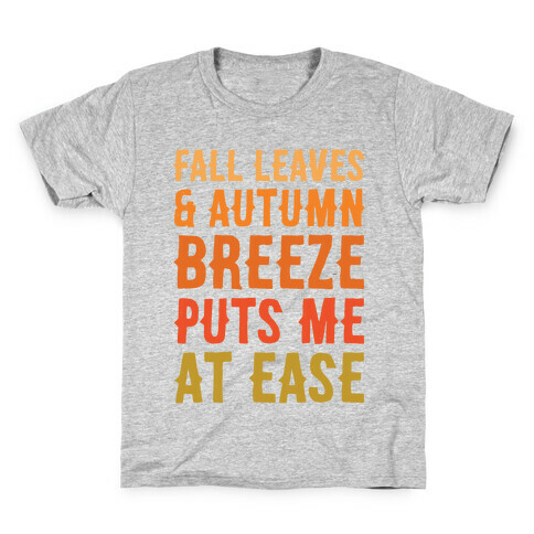 Fall Leaves & Autumn Breeze White Print Kids T-Shirt