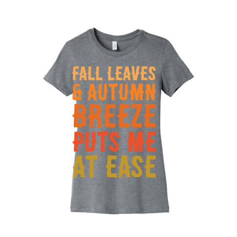 Fall Leaves & Autumn Breeze White Print Womens T-Shirt