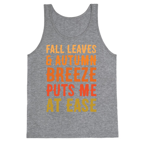 Fall Leaves & Autumn Breeze White Print Tank Top