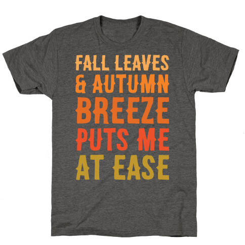 Fall Leaves & Autumn Breeze White Print T-Shirt
